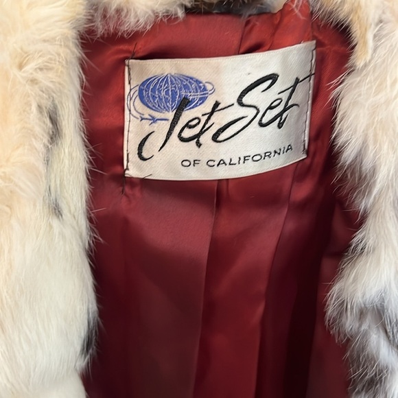Vintage Jet Set of California 100% Real White Spotted Rabbit Fur Coat - Picture 3 of 10
